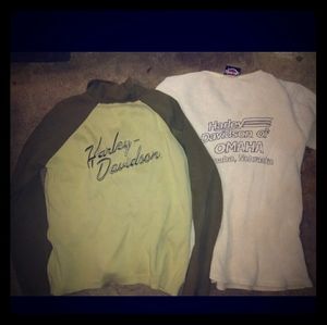 2 harley davidson medium longsleeve tops